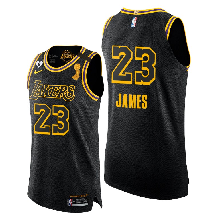 Men's Los Angeles Lakers LeBron James #23 NBA Authentic Mamba 17X Social justice Finals Champions Black Basketball Jersey EQJ0083UM